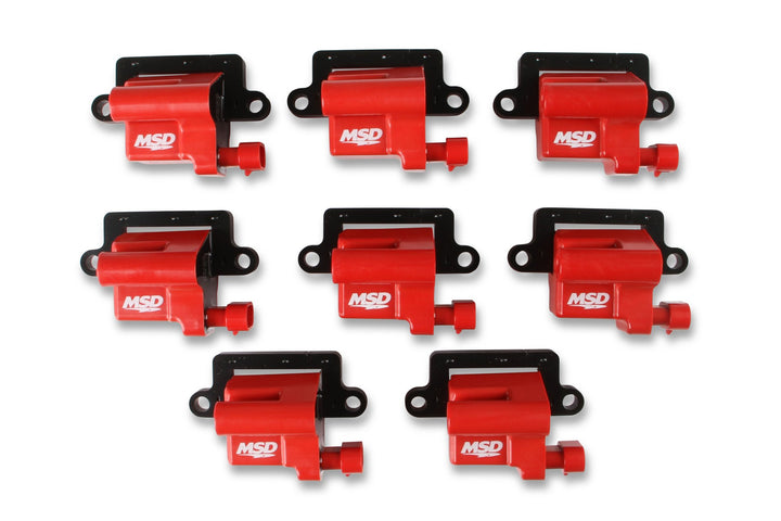 MSD Ignition Coil - GM LS Blaster Series - L-Series Truck Engine - Red - 8-Pack | SKU 82648