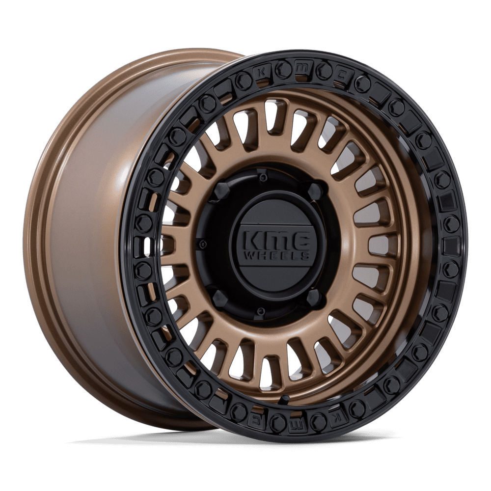 KMC KS242 Aztec UTV Beadlock Wheel - Matte Bronze w/ Matte Black Ring