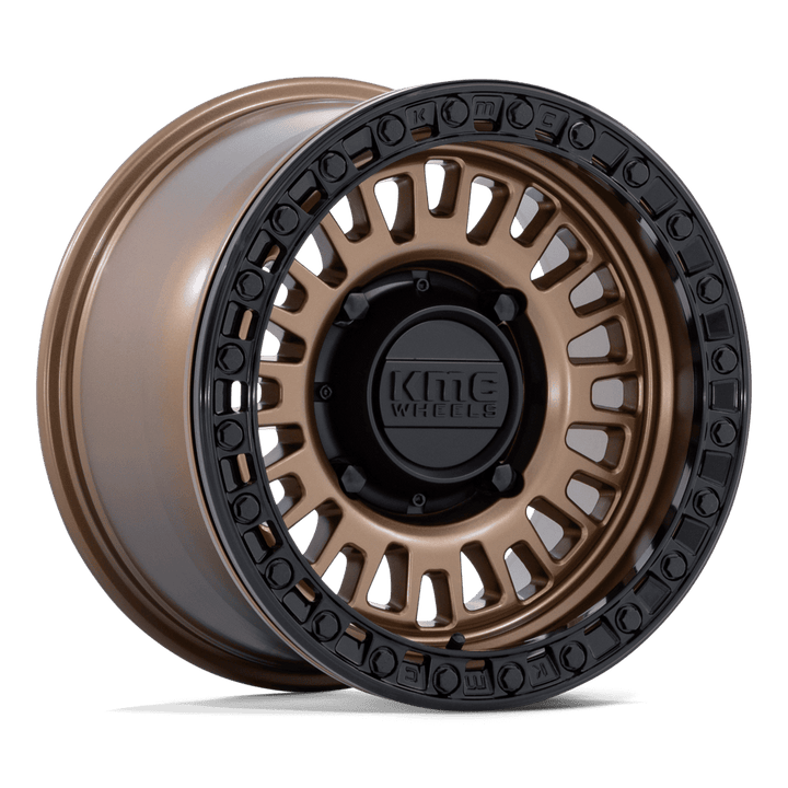 KMC KS242 Aztec UTV Beadlock Wheel - Matte Bronze w/ Matte Black Ring