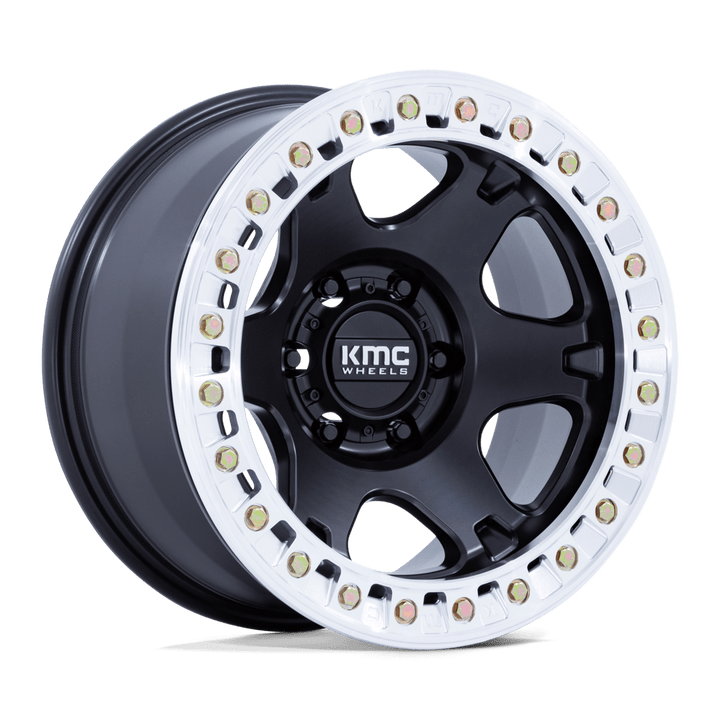 KMC KM238 VI Beadlock Wheel - Satin Black w/ Machined Ring