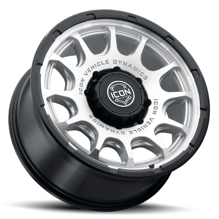 ICON Alloys Rancho Silver Machined w/ Gloss Black Lip 20x9 8x6.5 12mm Offset 5.5" BS