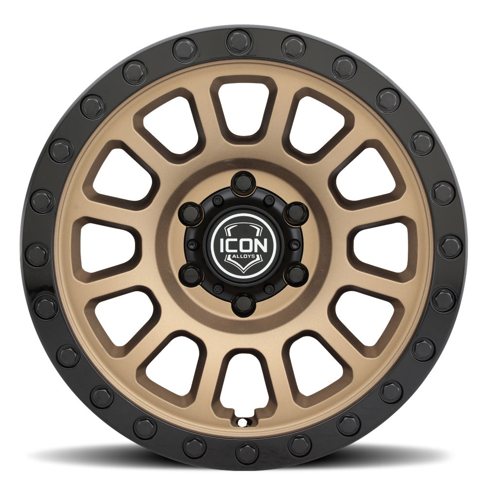 ICON Alloys Hulse Satin Bronze w/ Gloss Black Lip & Bolts 17x8.5 6x5.5 0mm Offset 4.75" BS