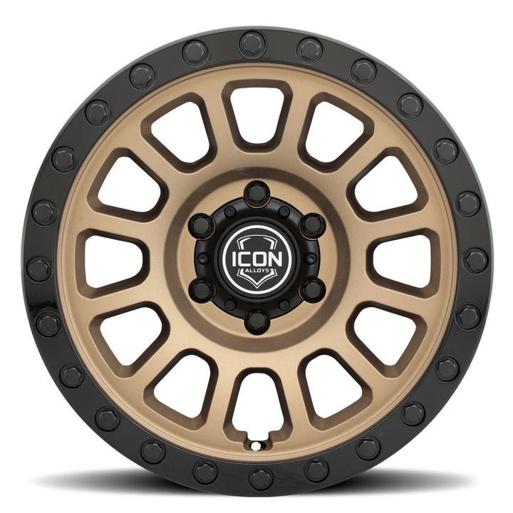 ICON Alloys Hulse Satin Bronze w/ Gloss Black Lip & Bolts 17x8.5 6x5.5 0mm Offset 4.75" BS
