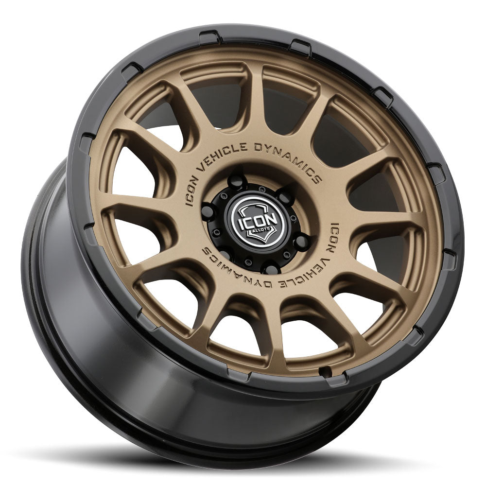 ICON Alloys Rancho Satin Bronze w/ Gloss Black Lip 20x9 5x150 16mm Offset 5.625" BS