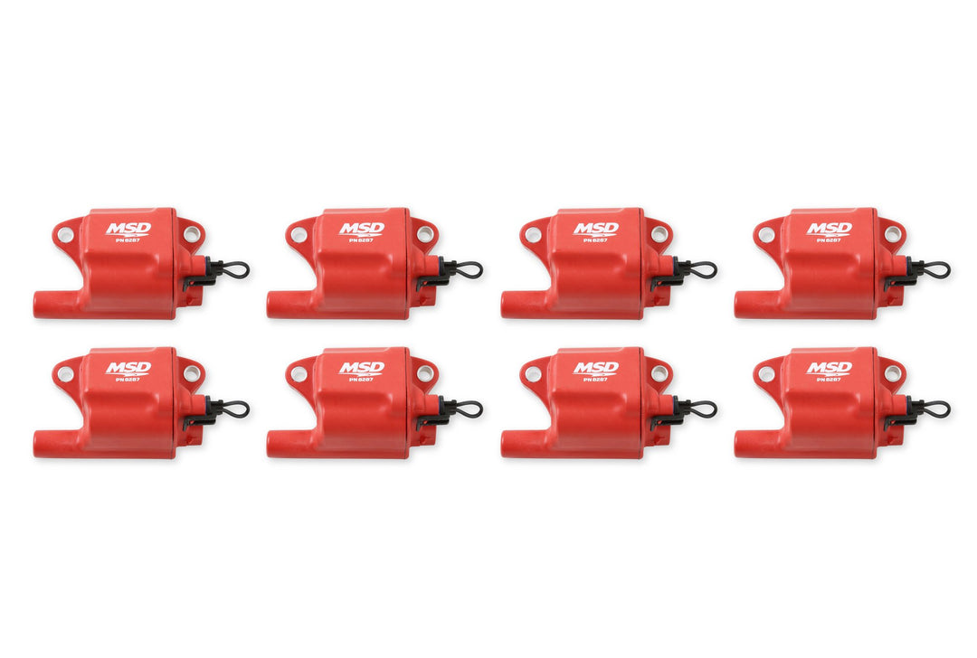 MSD Ignition Coil - Pro Power Series - GM LS2/LS7 Engines - Red - 8-Pack | SKU 82878