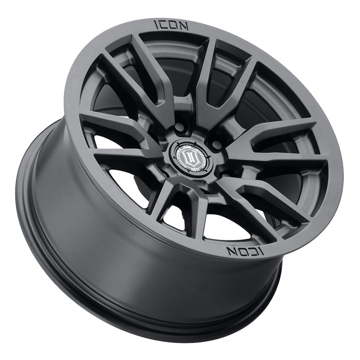 ICON Alloys Vector 6 Satin Black 17x8.5 6x120 0mm Offset 4.75" BS (2417859447SB)