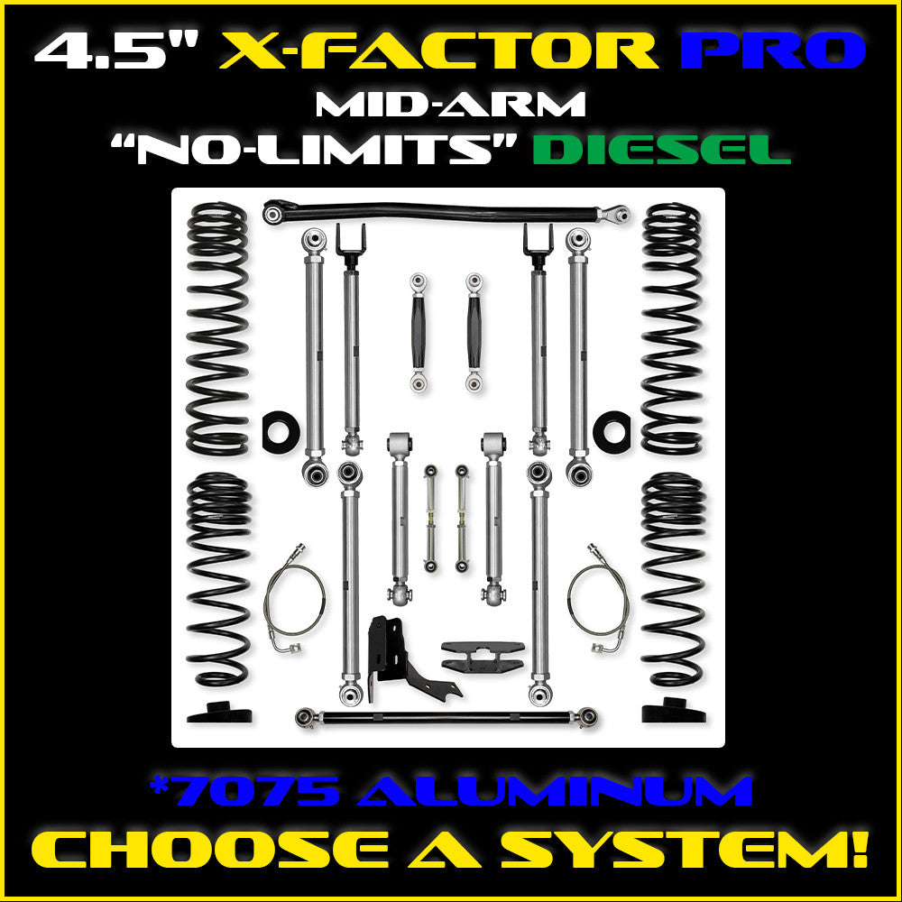 Rock Krawler 4.5 Inch X Factor Pro No Limits Mid Arm System - Gladiator JT - Diesel kit