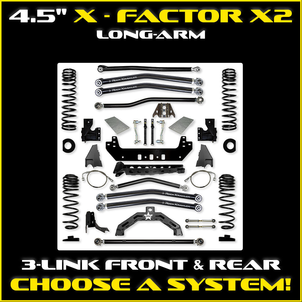 Rock Krawler 4.5 Inch X Factor X2 Long Arm System - Gladiator JT