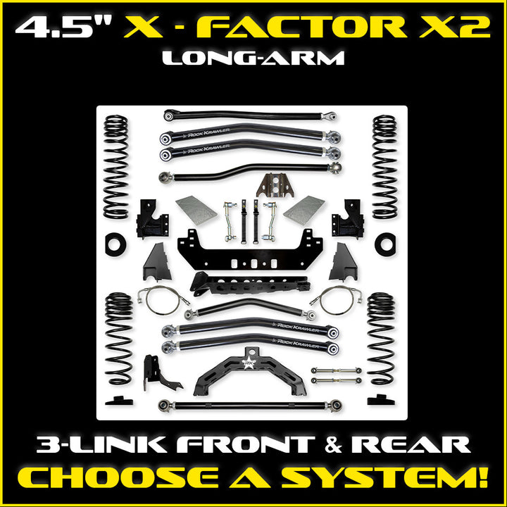 Rock Krawler 4.5 Inch X Factor X2 Long Arm System - Gladiator JT