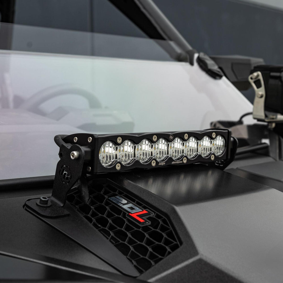 S8 10 Inch Light Bar Hood Mount Kit Polaris 2025 RZR ProR; ProS; ProXP, Clear