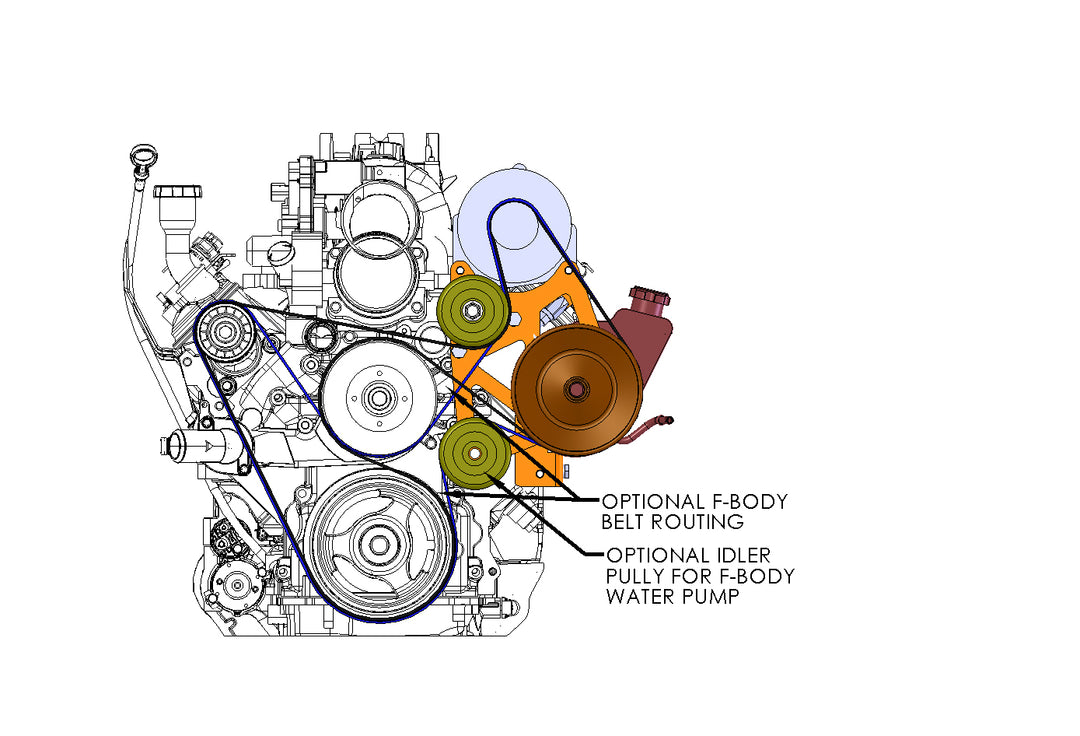 Goat Built 4401 LS Truck P-Pump and Alternator Relocation Bracket - Truck Belt Spacing