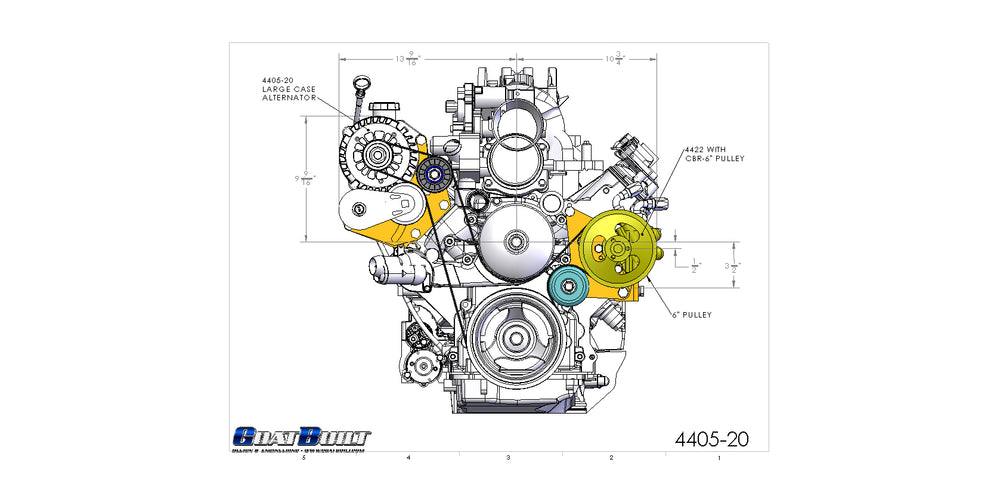 Goat Built 4405-20 Passenger Side Alternator/Tensioner Bracket - Truck Spacing