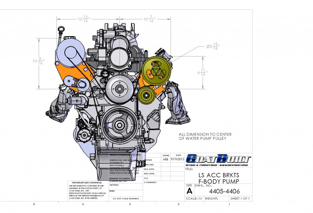Goat Built 4406 Driver Side CBR/TC Pump Bracket, High Mount - Truck Spacing