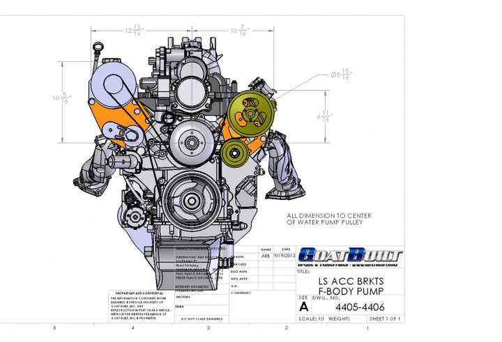 Goat Built 4406-F Driver Side CBR Pump Bracket, High Mount - F-Body Spacing