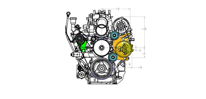 Goat Built 4421 LS Truck CBR/TC Pump and Alternator Relocation Bracket - Truck Belt Spacing