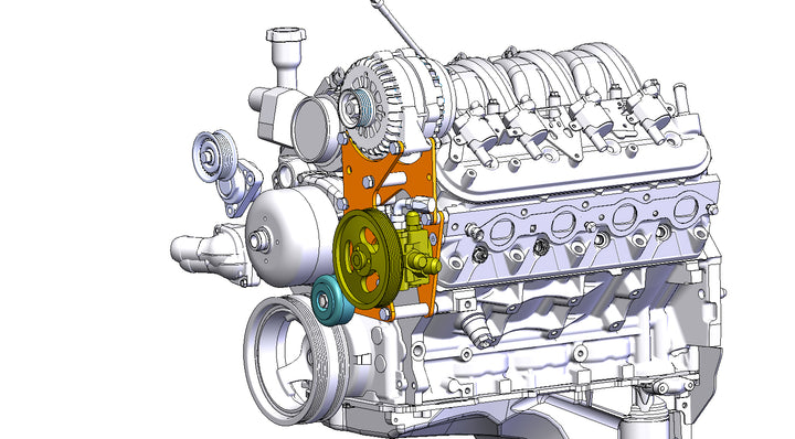 Goat Built 4421-F CBR/TC Pump and Alternator Relocation Bracket - F-Body Belt Spacing