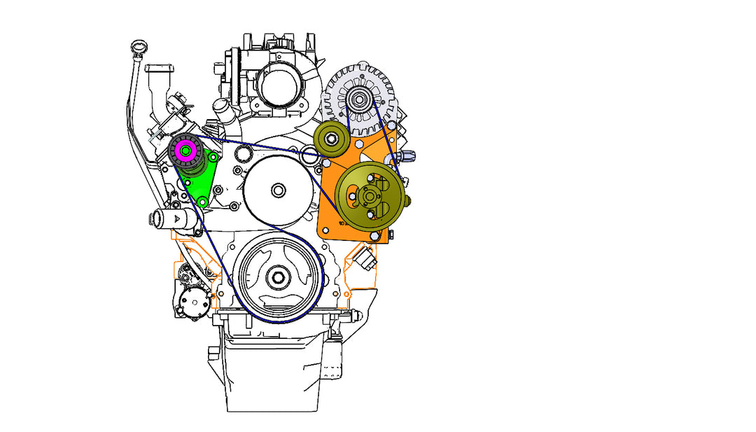 Goat Built 4421 LS Truck CBR/TC Pump and Alternator Relocation Bracket - Truck Belt Spacing