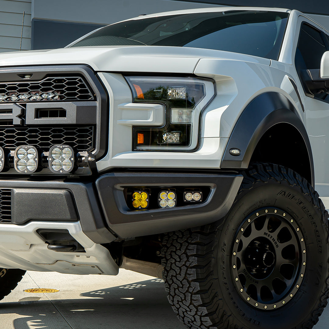 Raptor Fog Light Kit 17-18 F-150 Raptor Fog Pocket Kit Baja Amber SAE Sportsmen Baja Designs 447717