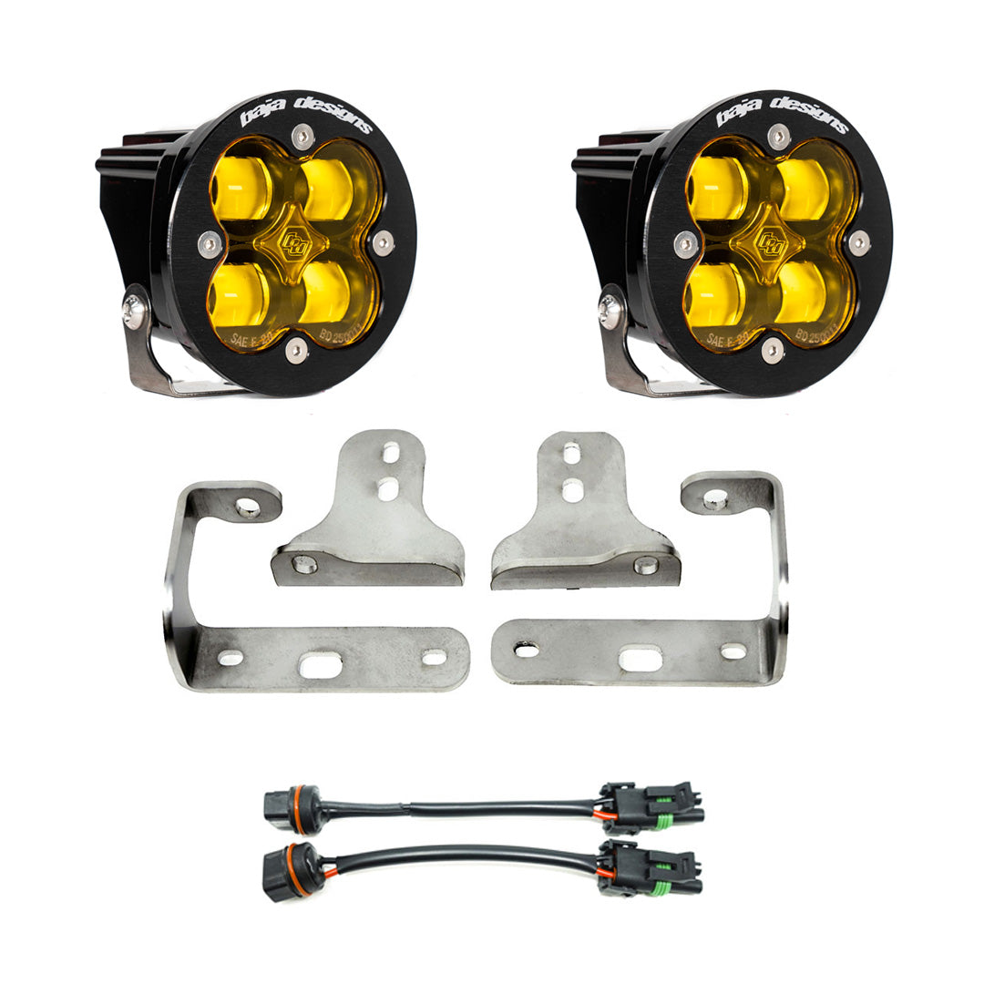 Jeep JL Fog Light Squadron-R SAE 18-Pres Wrangler JL Sport/Sport-S Fog Pocket Kit Baja Amber Baja Designs 447722