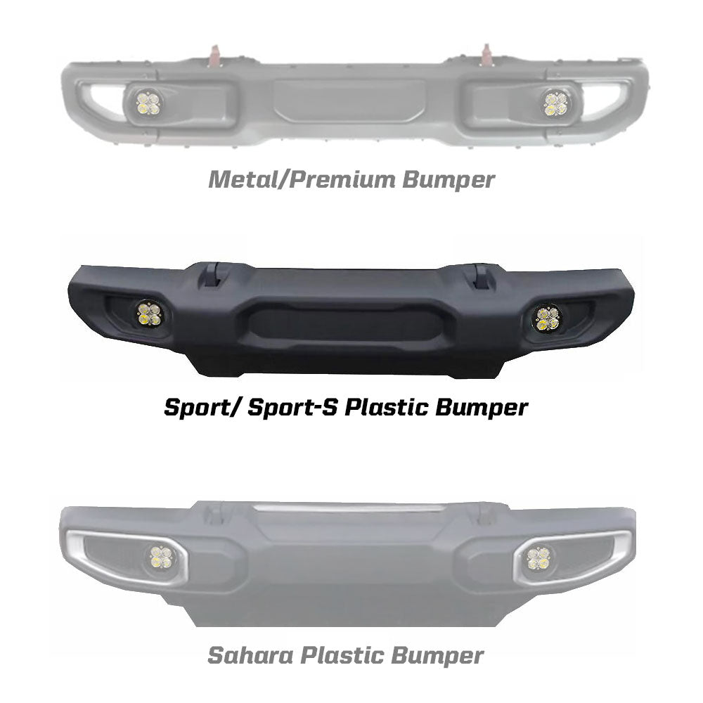 Jeep JL Fog Light Squadron-R SAE 18-Pres Wrangler JL Sport/Sport-S Fog Pocket Kit Baja Amber