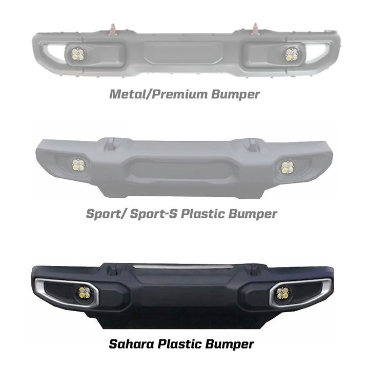 Jeep JL Fog Pocket Kit For 18-20 Wrangler JL Sahara Squadron Baja Amber Lens SAE FPK