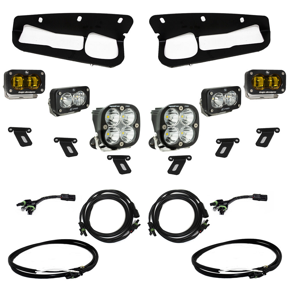 Ford Bronco (21-Present) S2 SAE Baja Amber FPK Pro w/Upfitter Wiring Harness for OEM Steel Bumper Baja Designs 448179UP