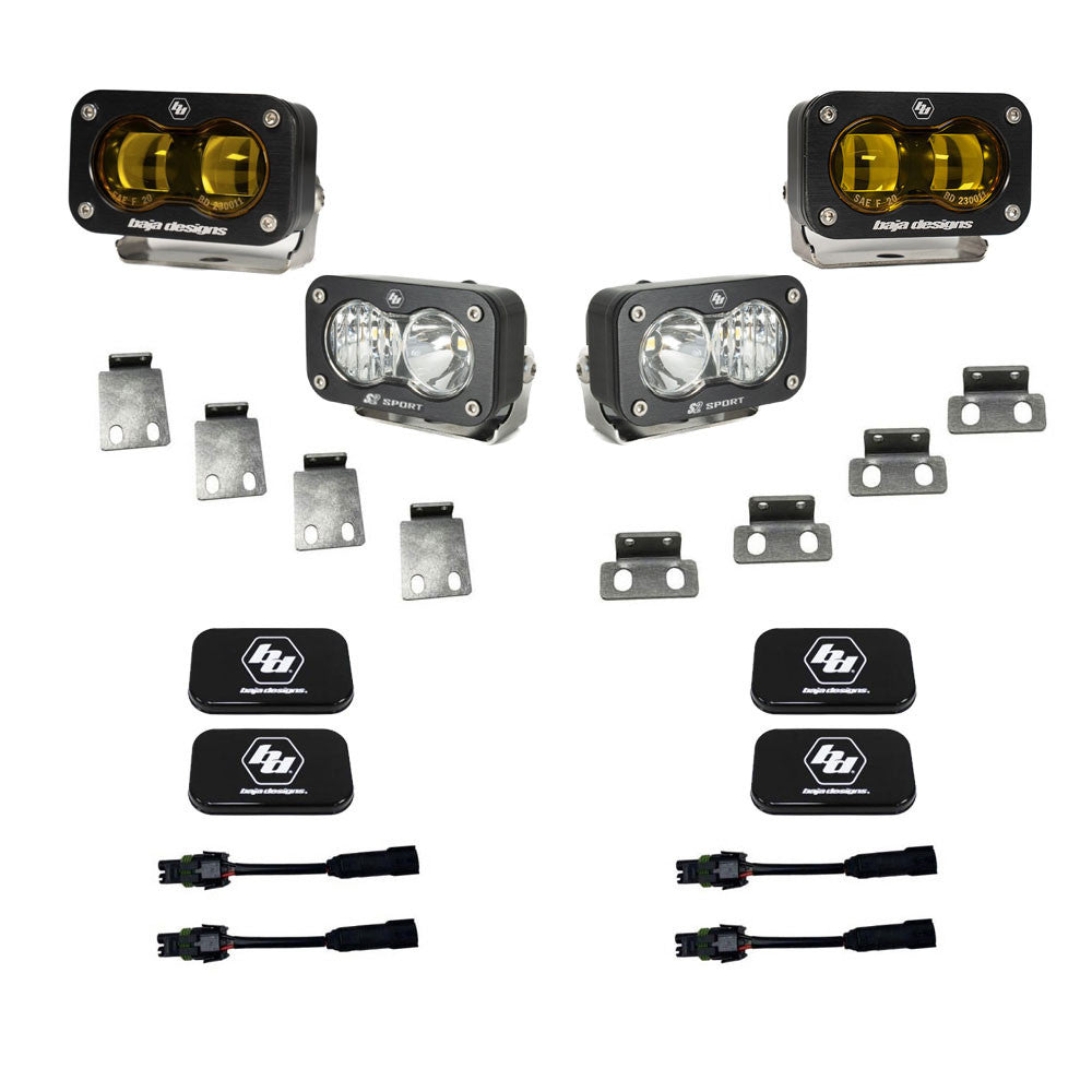 S2 SAE Baja Amber/S2 Sport Fog Pocket Kit Fits 21-On Ford Raptor Baja Designs 448181