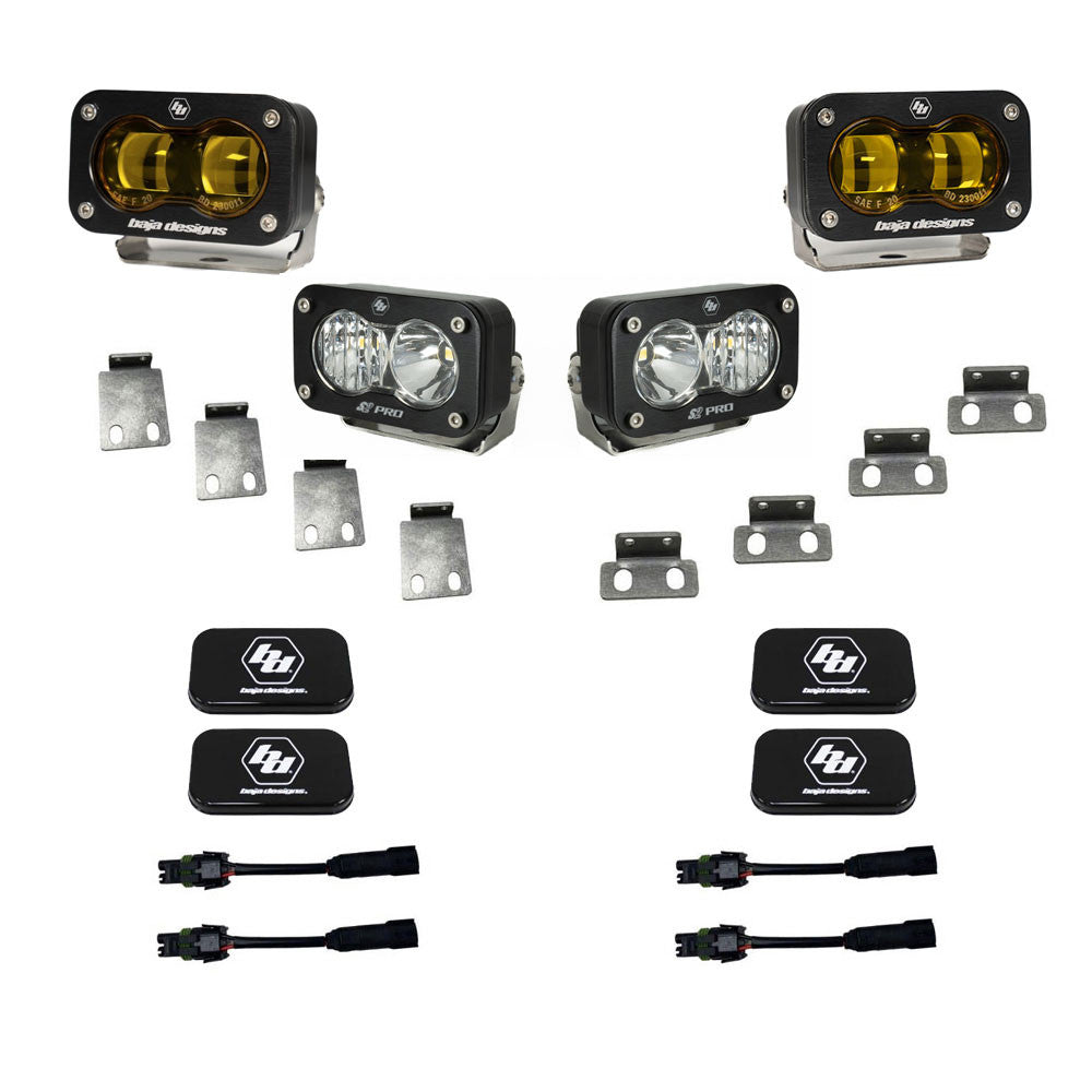 S2 SAE Baja Amber/S2 Pro Fog Pocket Kit Fits 21-On Ford Raptor 448183