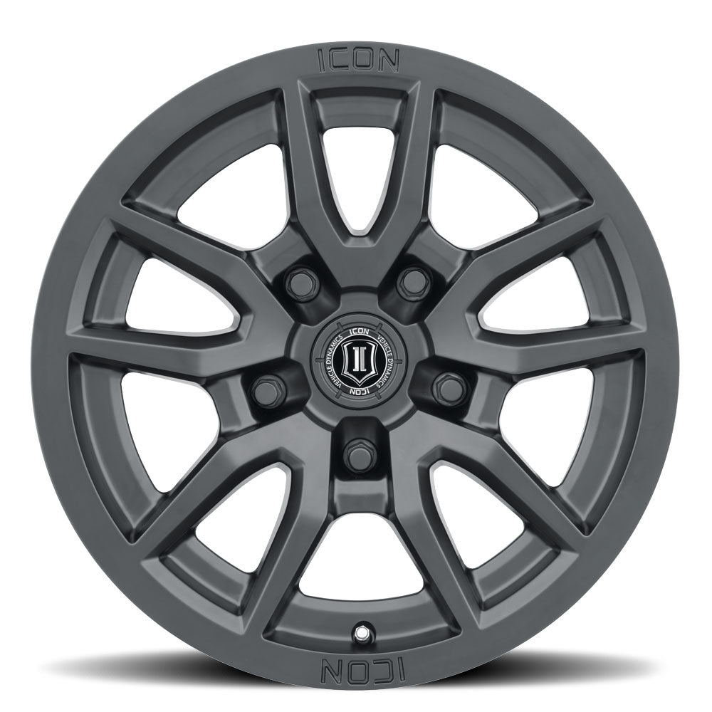 ICON Alloys Vector 5 Satin Black 17x8.5 5x5 -6mm Offset 4.5" BS (2617857345SB)