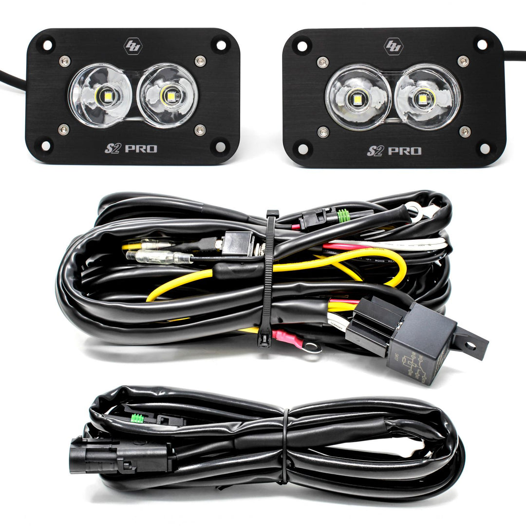 Flush Mount LED Light Pod Kit Work/Scene Pattern Pair S2 Pro Baja Designs 487808