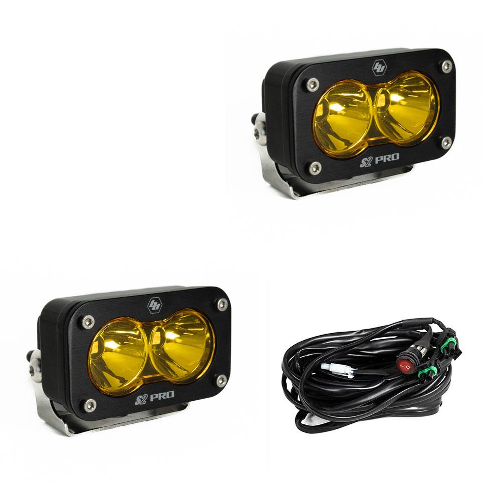 LED Light Pods Baja Amber Lens Spot Pattern Pair S2 Pro Series 487811
