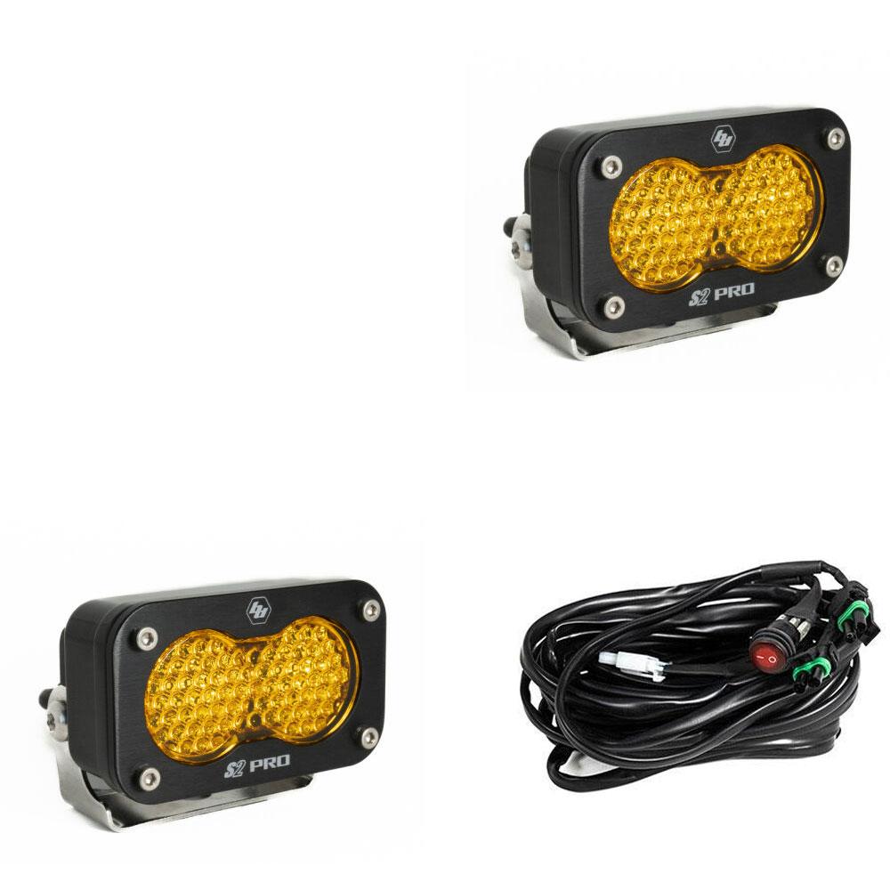 LED Light Pods Baja Amber Lens Work/Scene Pattern Pair S2 Pro Series 487816
