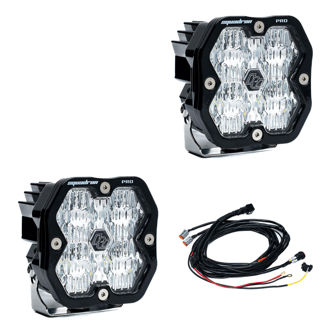 Squadron 2.0 Pro Black LED Auxiliary Light Pod Pair Universal Clear Wide Cornering 49-7805-2