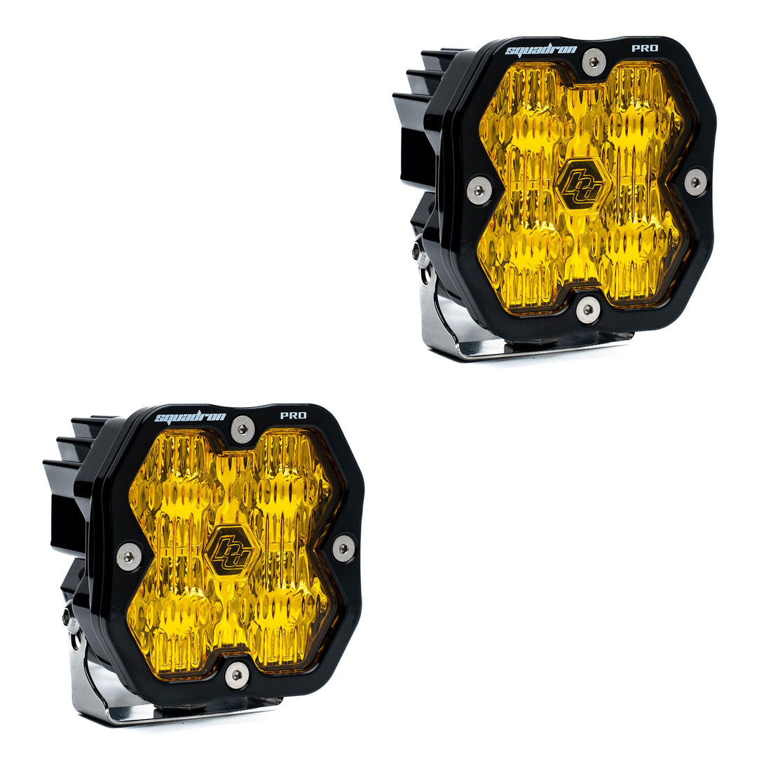 Squadron 2.0 Pro Black LED Auxiliary Light Pod Pair (No Harness) Universal Baja Amber Wide Cornering 49-7815-2NH