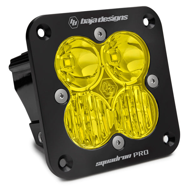 Flush Mount LED Light Pod Black Baja Amber Lens Driving/Combo Pattern Squadron Pro Baja Designs 491013