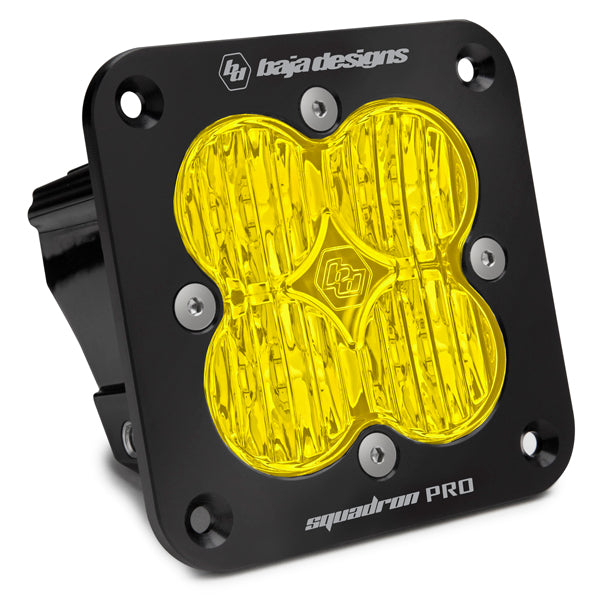 Flush Mount LED Light Pod Black Baja Amber Lens Wide Cornering Pattern Squadron Pro Baja Designs 491015