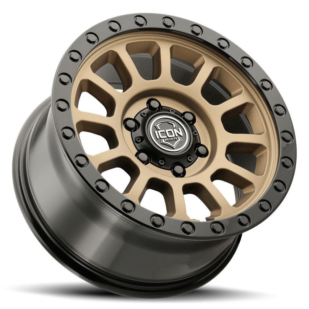 ICON Alloys Hulse Satin Bronze w/Gloss Black Lip & Bolts 17x8.5 6x5.5 25mm OS 5.75" BS