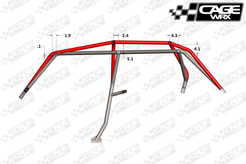 Cagewrx Polaris RZR XP4 / XP4 Turbo (2014-2018) Baja Spec Roll Cage Kit | image 2