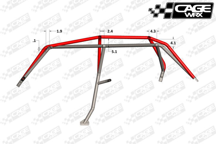 Cagewrx Polaris RZR XP4 / XP4 Turbo (2014-2018) Baja Spec Roll Cage Kit | image 2