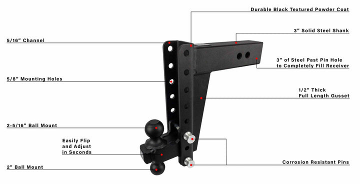 BulletProof 3.0" Heavy Duty 10" Drop/Rise Hitch (HD3010)
