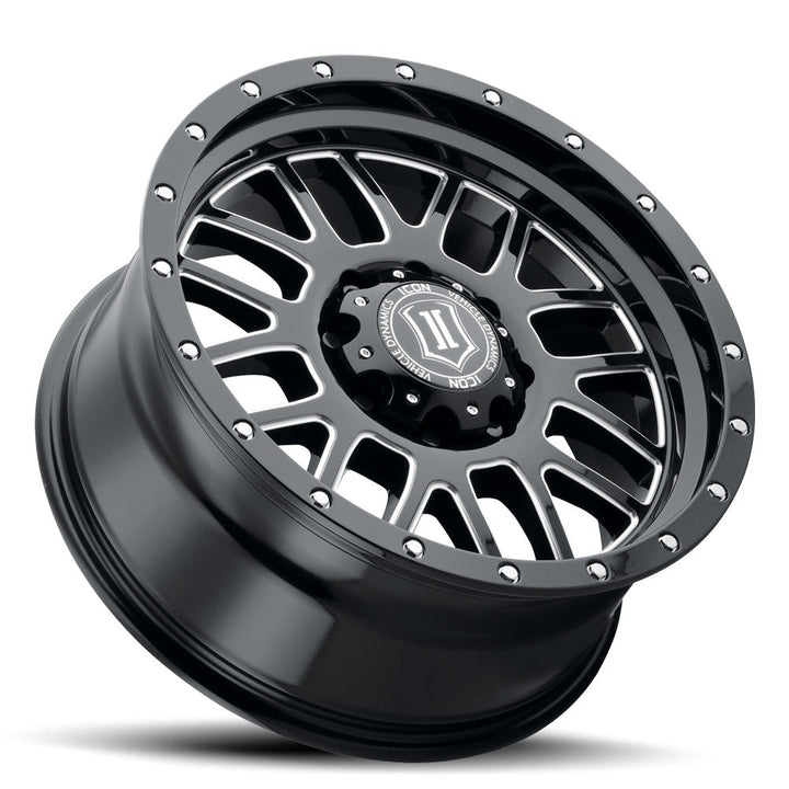 ICON Alloys Alpha Gloss Black w/ Milled Windows 20x9 8x6.5 19mm Offset 5.75" BS