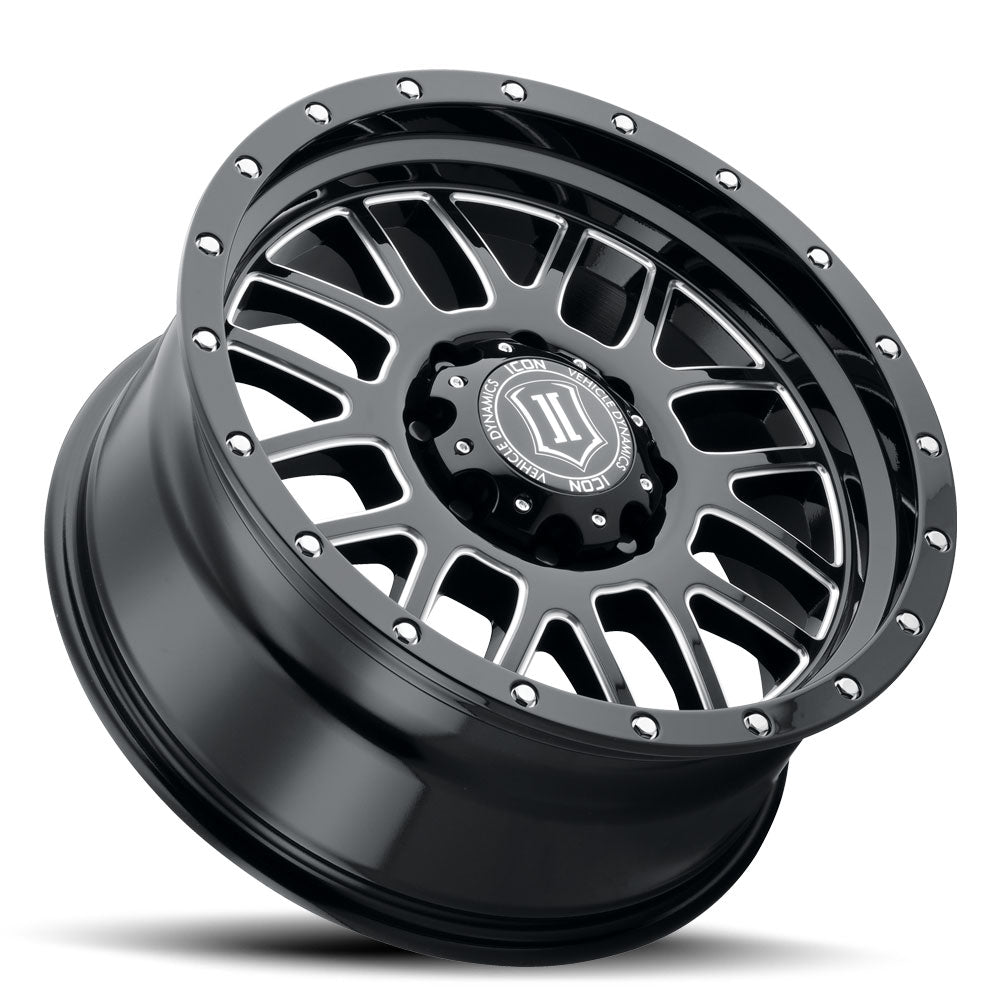 ICON Alloys Alpha Gloss Black Milled Windows 20x9 8x180 12mm Offset 5.5" BS