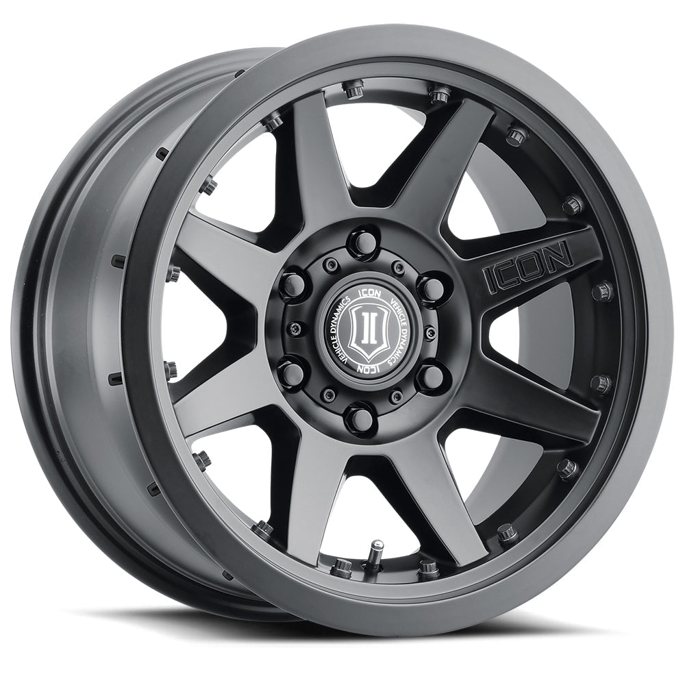 ICON Alloys Rebound Pro Satin Black 17x8.5 5x150 25mm Offset 5.75" BS (21817855557SB)