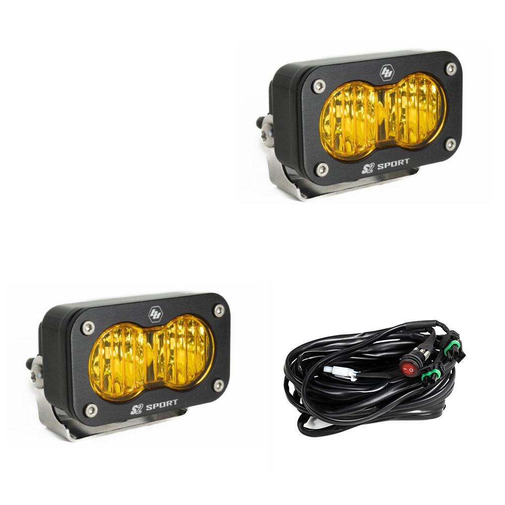 LED Work Light Baja Amber Lens Wide Cornering Pattern Pair S2 Sport 547815