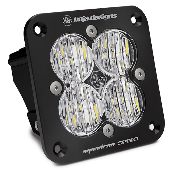 Flush Mount LED Light Pod Black Clear Lens Wide Cornering Pattern Squadron Sport Baja Designs 551005