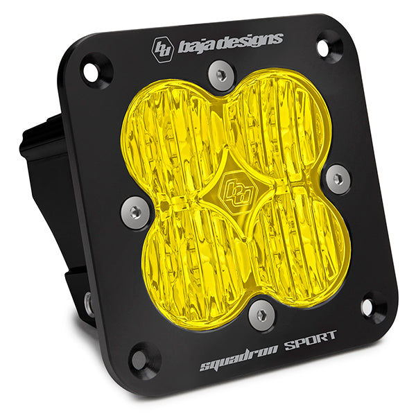 Flush Mount LED Light Pod Black Baja Amber Lens Wide Cornering Pattern Squadron Sport Baja Designs 551015