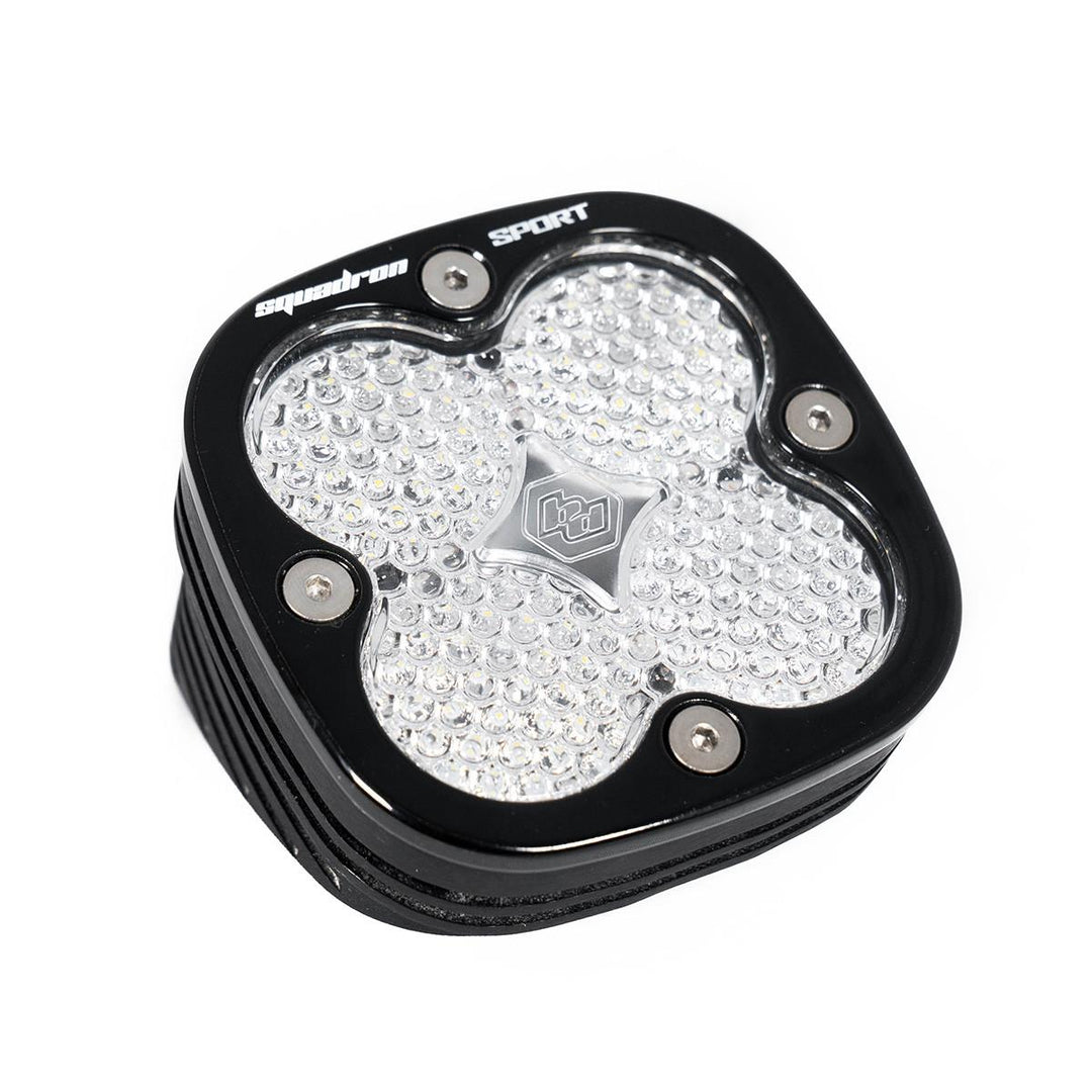 Flush Mount LED Light Pod Angled Black Clear Lens Work/Scene Pattern Squadron Sport Baja Designs 552006