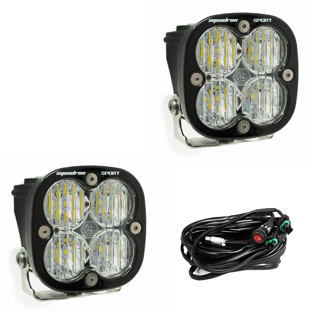 LED Light Pods Clear Lens Wide Cornering Pair Squadron Sport Baja Designs 557805