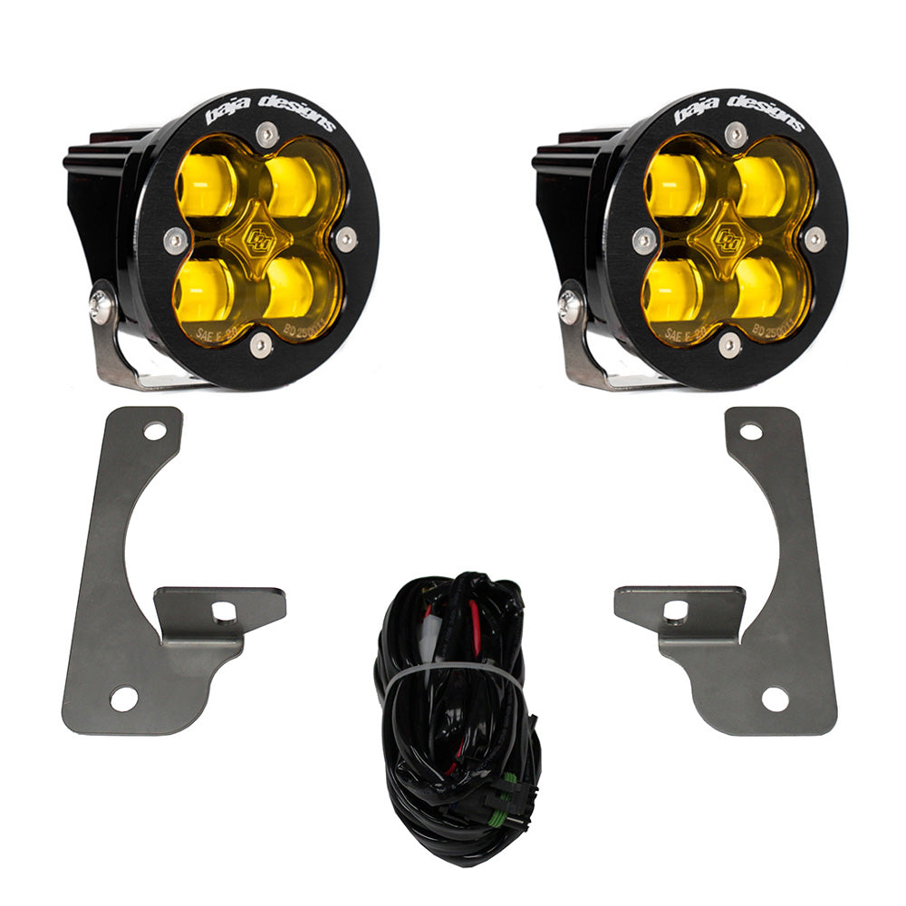 Squadron R SAE Fog Pocket Light Kit Jeep 2007-18 Wrangler JK w/ Premium OE Bumper (SAE Fog; Baja Amber) Baja Designs 587525