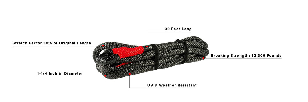 BulletProof Extreme Duty 1-1/4"x30' Kinetic Recovery Rope (EDKINETICROPE)